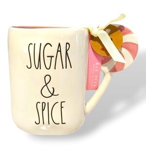 Rae Dunn Pink Candy Handle 3D SUGAR & SPICE Christmas Holiday Mug